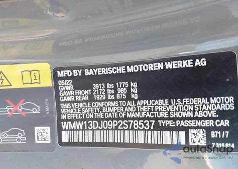 2023 Mini Se Hardtop Cooper из США, поврежденный, VIN WMW13DJ09P2S78537